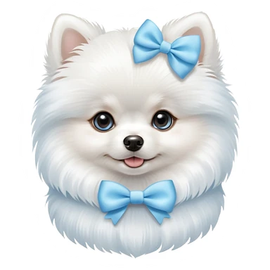 white Pomeranian puppy with baby blue bow  sticker