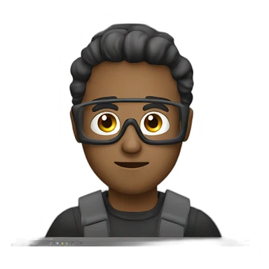 Video editor back against camera facing screen with video editing program sticker