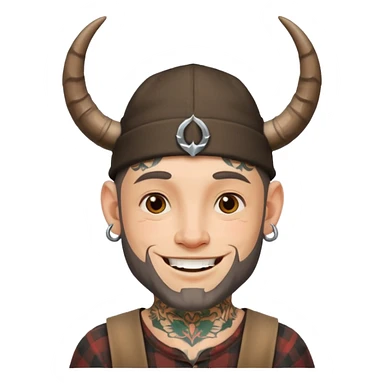 guy with tattoos, hat and horns sticker