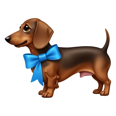dachshund brown with blue bow sticker