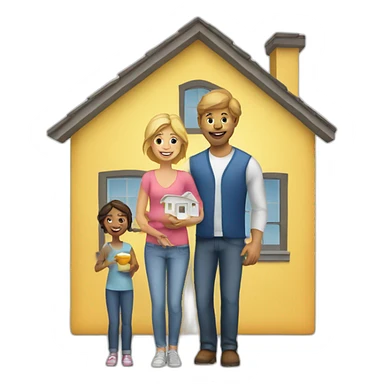 white American family people buying a house sticker