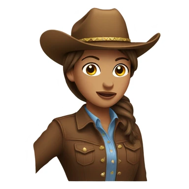 Brown hair cowgirl on horse sticker