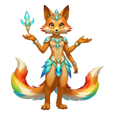 Anthro Sona Colorful Godly Celestial Shiny Fakemon Fantasy Creature Full Body sticker