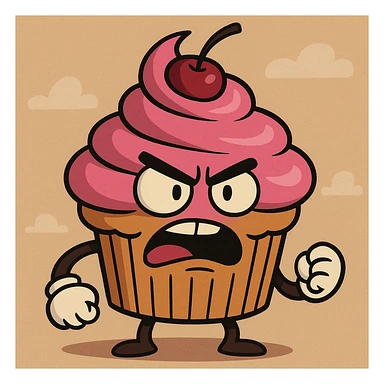 cartoon style cupcake with pink icing sticker