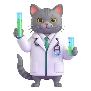 cat scientist holding a test tube sticker