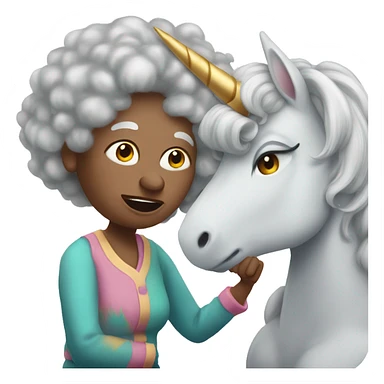 Unicorns being respectful to an old woman with big hair sticker