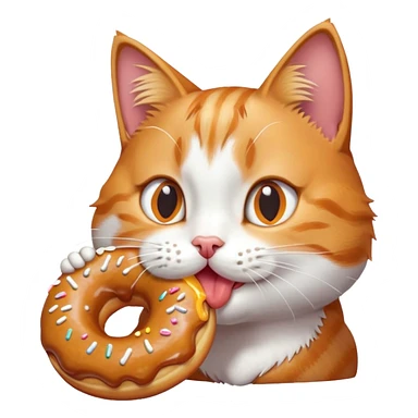 Cat licking a donut sticker