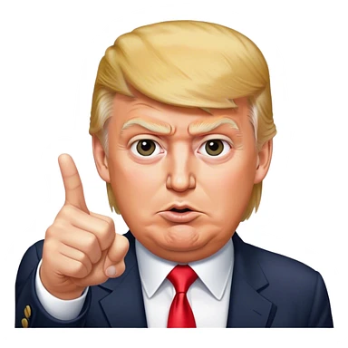 Super realistic Donald Trump pointing index finger up, realistic face sticker