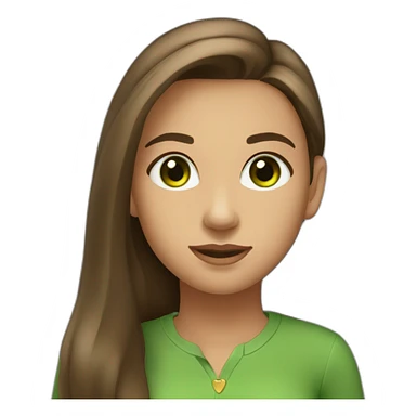 Cute girl with straight long brown hair, green eyes, gold earrings and a green shirt. She ist looking fabulous btw sticker