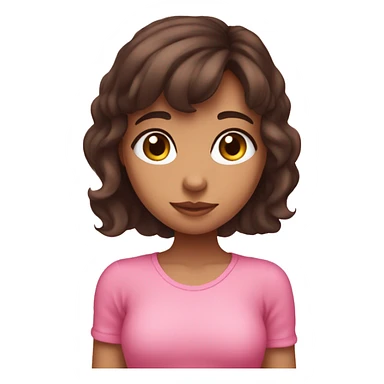 short-medium brunette girl making hearts with her hand and pink hearts around her and has heart eyes pink  sticker