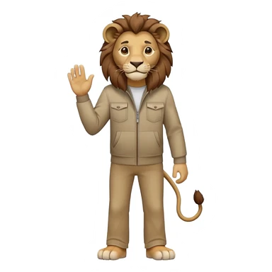 anthropomorphised lion in casual clothes walking upright, relaxed pose sticker
