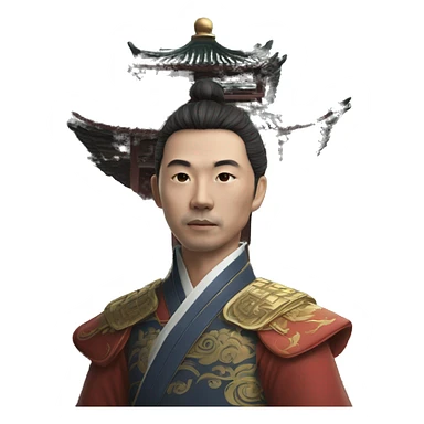 晚清和清早期著名思想家顾炎武的表情符号风格肖像，穿着传统 sticker