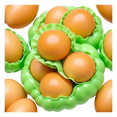 3D rendered Hong Kong egg puffs (港式鸡蛋仔) with pandan flavor, light green color, authentic egg-shaped bubble pattern, hyper-realistic texture, glossy finish, detailed bubbles sticker