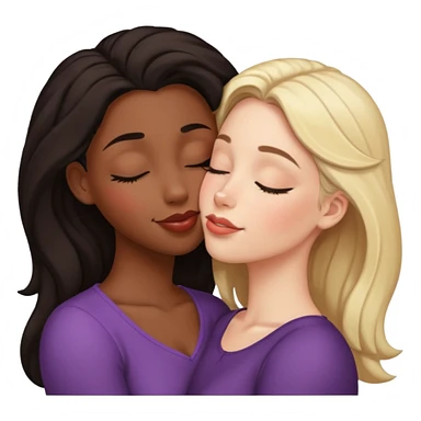 black girl white girl kissing sensual with eyes closed sticker