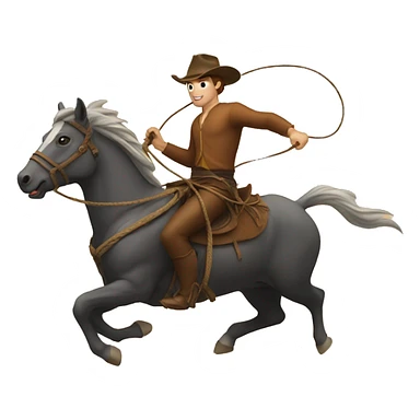 man with a lasso in his hand, riding a horse that is running behind an ox sticker