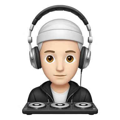 White dj mixing, headphone on head  sticker