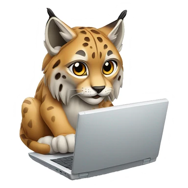 A lynx with a laptop sticker