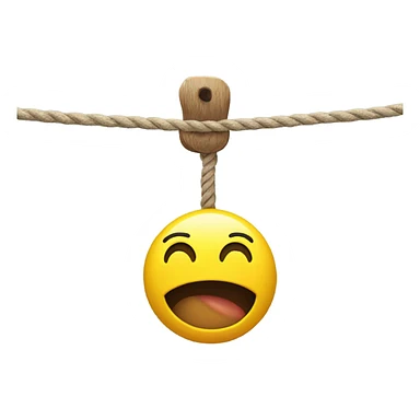 Yellow surprised emoji hanging from a rope  sticker