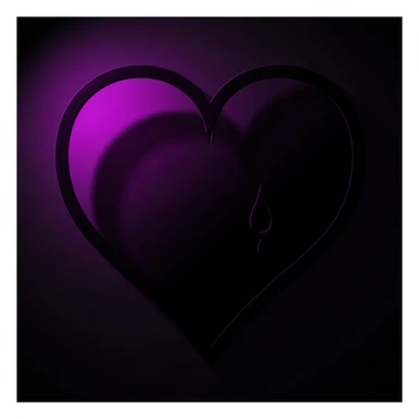 emo heart, black outline, purple and black gradient, teardrop, dramatic shadows sticker
