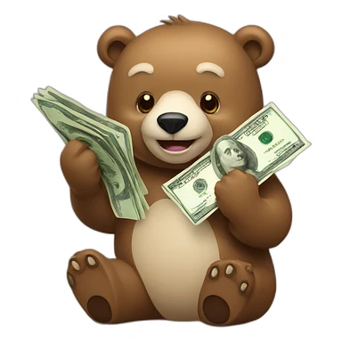 bear holding money sticker