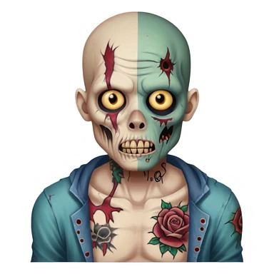 face and body tattooed zombie sticker