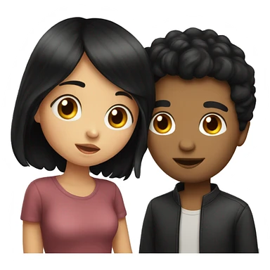 black haired girl kissing black haired boy sticker