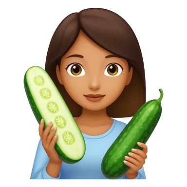 Chica sosteniendo un pepino sticker