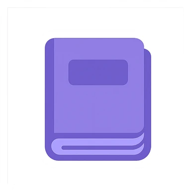 A journal icon in purple, simple and clean, with a book cover and pages, minimalistic design. sticker