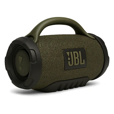 military-themed portable JBL speaker with olive green and black colors sticker