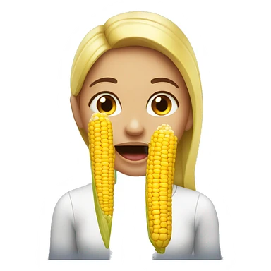girl with corn in mouth sticker