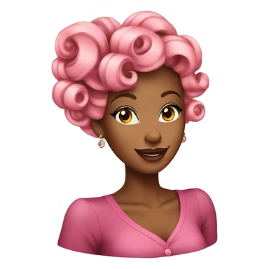 Pink French roll hairstyle with pin curls African American woman  sticker