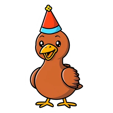 Turkey with a birthday hat  sticker