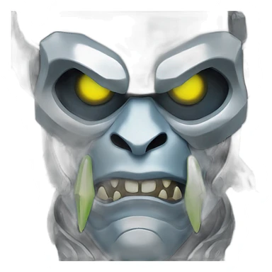Cyber futuristic silver orc robot face with big orc tusks sticker