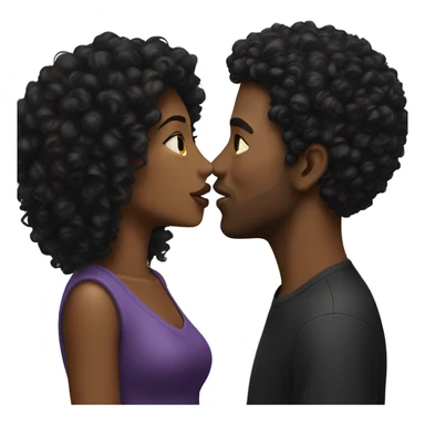 Black woman with black curly hair kissing WHITE man with black hair  sticker