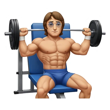 Jacked John Lennon bench pressing 225 lbs sticker