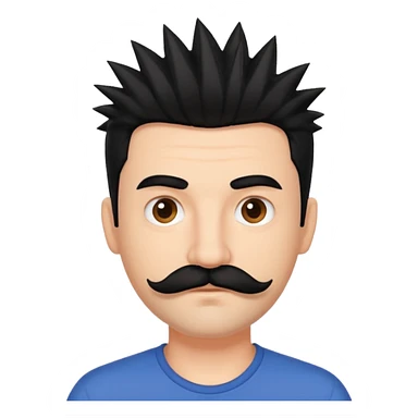 spiky haired mustached man sticker