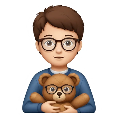 kid wearing glass with teddy bear  sticker