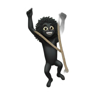 Gollywog climbing a tree with a rope sticker