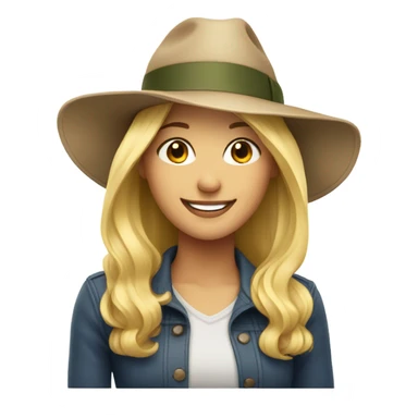 smiling blonde portrait with hat sticker