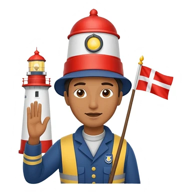 Keeper raising signal flag at lighthouse sticker