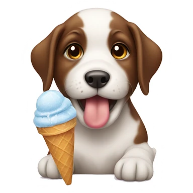 Puppy eating ice cream sticker