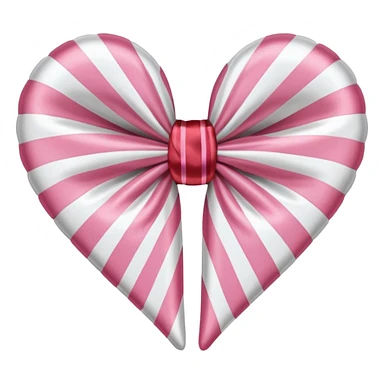 candy cane bow heart shape with light pink stripes and a satin bow sticker