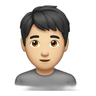 asian male with flow haircut black hair sticker