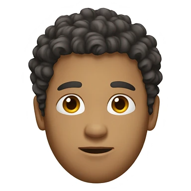 Man with curly hair,tight eyes and no hair in face sticker