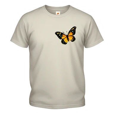 small t shirt with small butterfly sticker