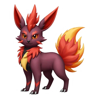 Pastel iridescent exotic colorful Darkrai-Scizor-Flareon-fusion with fiery horns and a Mohawk  sticker
