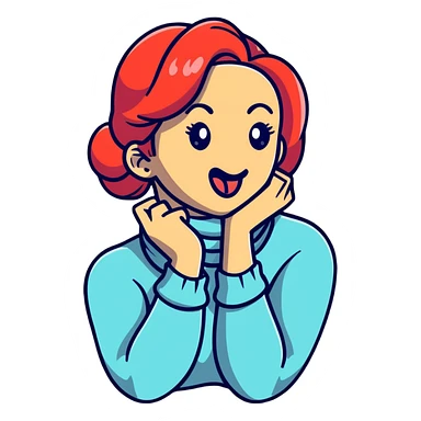 lady putting arms around neck with tongue out  sticker