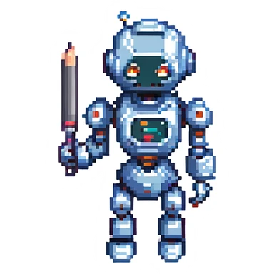 robot holding a pen sticker
