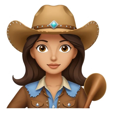 brunette girl with cowgirl hat sticker