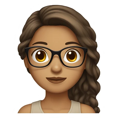 Hispanic, long Brown haired, girl with glasses holding tan yorkie sticker